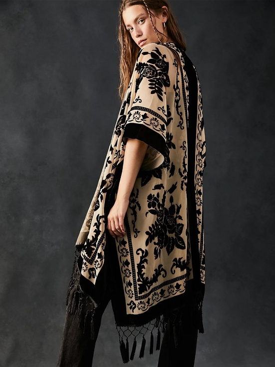 Free People Accessories - NWT Free People Nightbird Velvet Burnout Kimono Duster